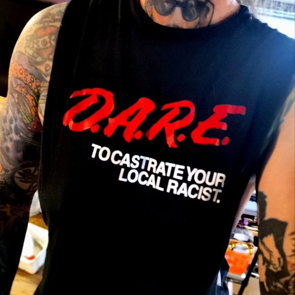 D.A.R.E. to Castrate Your Local Racist T-Shirt BLM ANTIFA - Picture 2 of 2